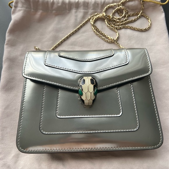 BULGARI serpenti forever crossbody metallic silver - Picture 1 of 10